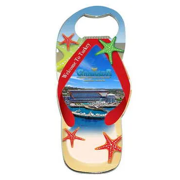 Hotel Themed Slipper Shaped Metal Magnetic Bottle Opener 110x45 mm