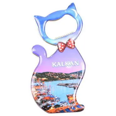 Kalkan Themed Cat Shaped Metal Magnetic Bottle Opener 97x48 mm