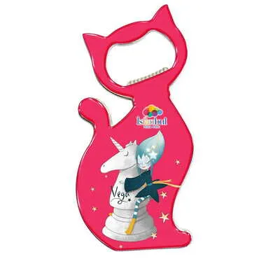 Theme Park Themed Cat Shaped Metal Magnetic Bottle Opener 97x48 mm