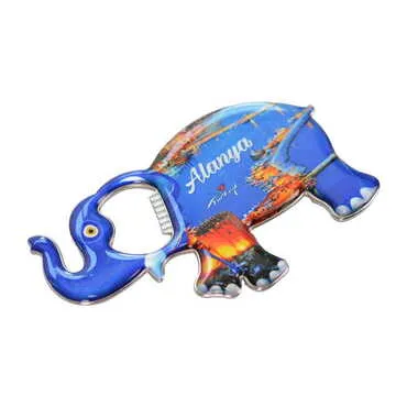 Alanya Themed Elephant Shaped Metal Magnetic Bottle Opener 98x61 mm - 2