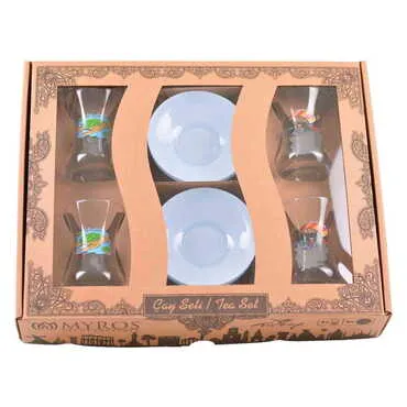 Fethiye Themed Turkish Tea Glass Set of 4 pcs