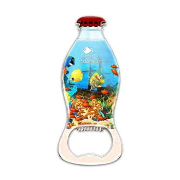 Aquapark Themed Coke Bottle Shaped Metal Magnetic Bottle Opener 120x41 mm