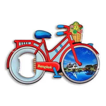 Customazible Bicycle Shaped Metal Magnetic Bottle Opener 100x65 mm