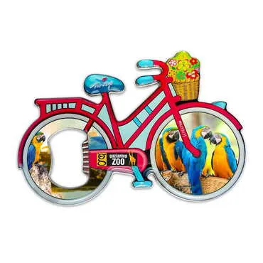 Zoo Themed Bicycle Shaped Metal Magnetic Bottle Opener 100x65 mm - Standart