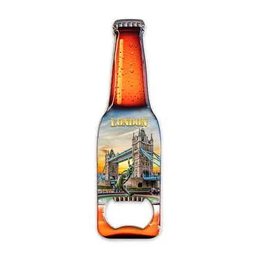 London Themed Beer Bottle Shaped Metal Magnetic Bottle Opener 130x39 mm - Standart - 3