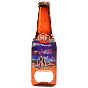 Marmaris Themed Beer Bottle Shaped Metal Magnetic Bottle Opener 130x39 mm