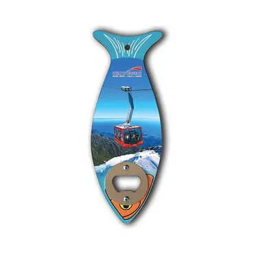 Cable Card Themed Fish Shaped Printed MDF Wooden Bottle Opener 190x70 mm