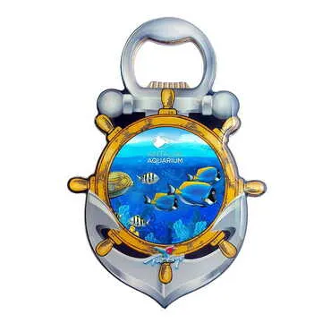 Aquapark Themed Anchor Shaped Metal Magnetic Bottle Opener 105x72 mm