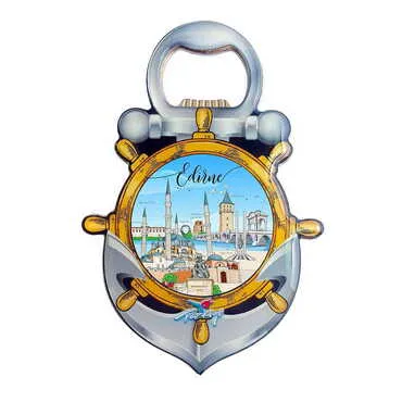 Toptan Edirne Temalı Myros Metal Çapa Açacak Magnet 105x72 mm - Standart