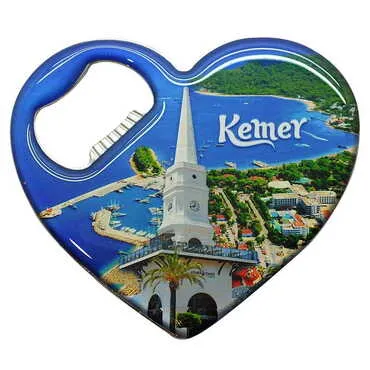 Toptan Kemer Temalı Myros Metal Kalp Açacak Magnet 85x76 mm