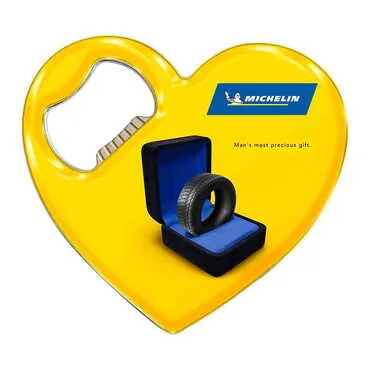 Toptan Promosyon Myros Metal Kalp Açacak Magnet 85x76 mm - Standart - 3