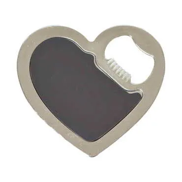 Side Themed Heart Shaped Metal Magnetic Bottle Opener 85x76 mm - 2