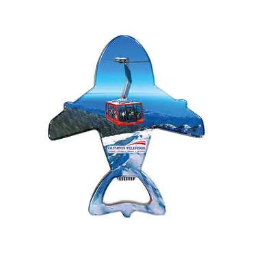 Cable Card Themed Plane Shaped Metal Magnetic Bottle Opener 105x89 mm