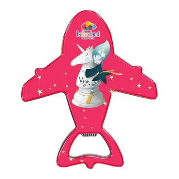 Theme Park Themed Plane Shaped Metal Magnetic Bottle Opener 105x89 mm
