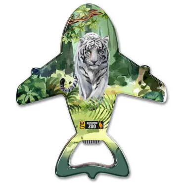 Zoo Themed Plane Shaped Metal Magnetic Bottle Opener 105x89 mm