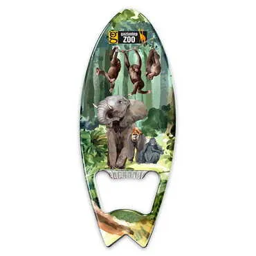 Zoo Themed Surf Board Shaped Metal Magnetic Bottle Opener 128x45 mm - Standart