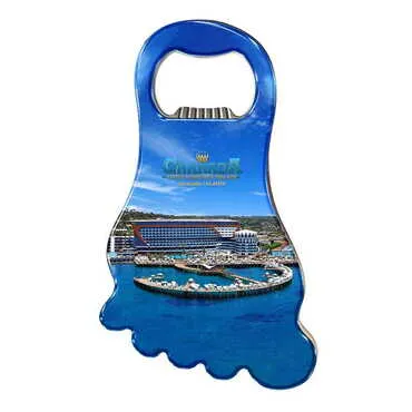 Hotel Themed Foot Shaped Metal Magnetic Bottle Opener 100x59 mm