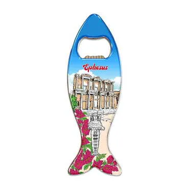 Museum Themed Fish Shaped Metal Magnetic Bottle Opener 120x43 mm