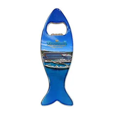 Hotel Themed Fish Shaped Metal Magnetic Bottle Opener 120x43 mm