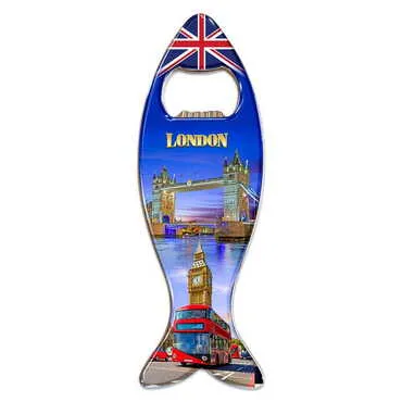 City Themed Fish Shaped Metal Magnetic Bottle Opener 120x43 mm - Standart - 2