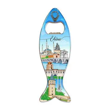 City Themed Fish Shaped Metal Magnetic Bottle Opener 120x43 mm - Standart - 3