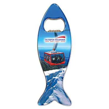 Toptan Teleferik Temalı Myros Metal Balık Açacak Magnet 120x43 mm