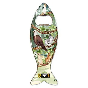 Toptan Hayvanat Bahçesi Temalı Myros Metal Balık Açacak Magnet 120x43 mm