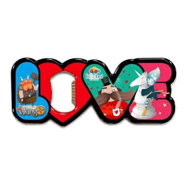 Theme Park Themed Love Letter Shaped Metal Magnetic Opener 114x47 mm