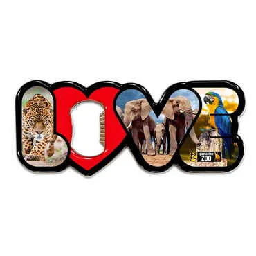 Zoo Themed Love Letter Shaped Metal Magnetic Opener 114x47 mm