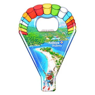 City Themed Parachute Shaped Metal Magnetic Opener 113x75 mm
