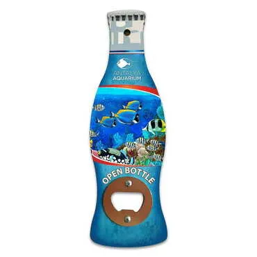 Aquapark Themed Coke Bottle Shaped Printed MDF Wooden Bottle Opener 200x66 mm