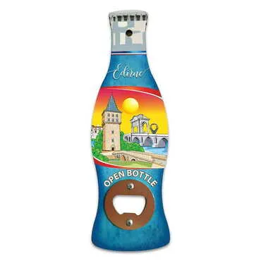 Edirne Themed Coke Bottle Shaped Printed MDF Wooden Bottle Opener 200x66 mm - Standart