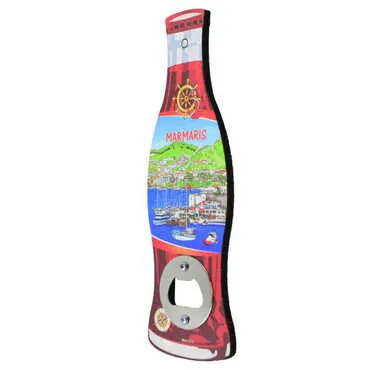 Marmaris Themed Coke Bottle Shaped Printed MDF Wooden Bottle Opener 200x66 mm - Standart - 2