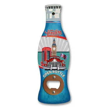 City Themed Coke Bottle Shaped Printed MDF Wooden Bottle Opener 200x66 mm - Standart - 2