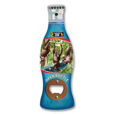 Zoo Themed Coke Bottle Shaped Printed MDF Wooden Bottle Opener 200x66 mm