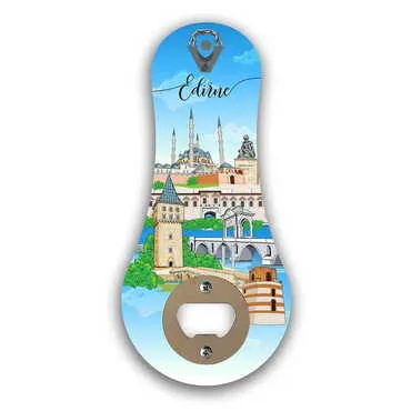 City Themed Classic Shaped Printed MDF Wooden Bottle Opener 170x79 mm - Standart - 3