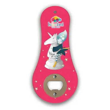 Theme Park Themed Classic Shaped Printed MDF Wooden Bottle Opener 170x79 mm