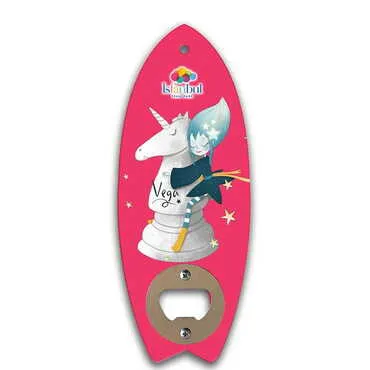Theme Park Themed Surf Board Shaped Printed MDF Wooden Bottle Opener 185x72 mm