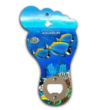 Aquapark Themed Foot Shaped Printed MDF Wooden Bottle Opener 160x92 mm