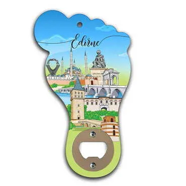City Themed Foot Shaped Printed MDF Wooden Bottle Opener 160x92 mm - Standart - 3