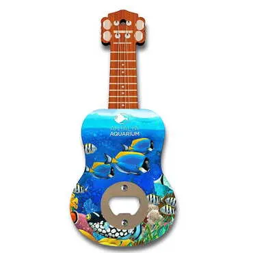 Aquapark Themed Guitar Shaped Printed MDF Wooden Bottle Opener 200x89 mm