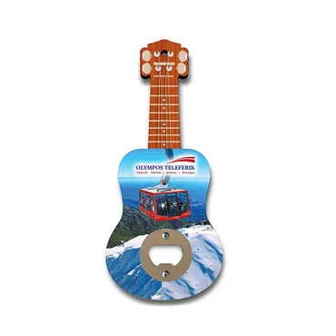 Cable Card Themed Guitar Shaped Printed MDF Wooden Bottle Opener 200x89 mm - Standart