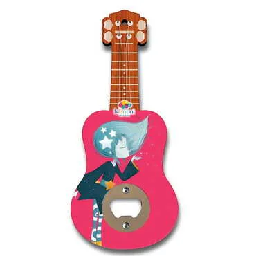 Theme Park Themed Guitar Shaped Printed MDF Wooden Bottle Opener 200x89 mm - Standart