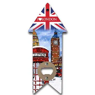 Toptan Londra Temalı Myros Ahşap Ok Açacak Magnet 193x82 mm - Standart - 2