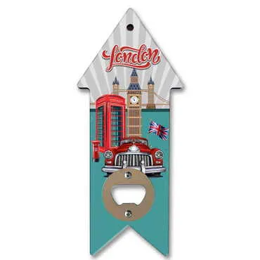 Toptan Londra Temalı Myros Ahşap Ok Açacak Magnet 193x82 mm - Standart - 3