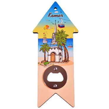 City Themed Arrow Shaped Printed MDF Wooden Bottle Opener 193x82 mm