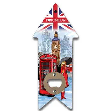 City Themed Arrow Shaped Printed MDF Wooden Bottle Opener 193x82 mm - Standart - 2