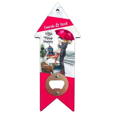 Sweetheart Themed Arrow Shaped Printed MDF Wooden Bottle Opener 193x82 mm