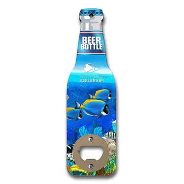 Aquapark Themed Beer Bottle Shaped Printed MDF Wooden Bottle Opener 200x59 mm