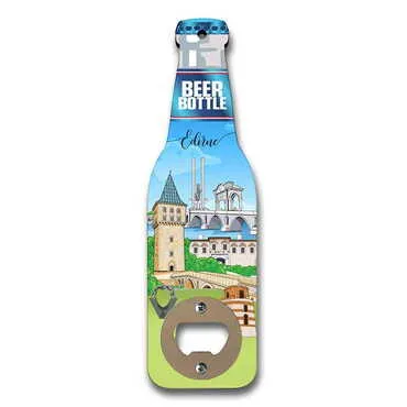 Toptan Edirne Temalı Myros Ahşap Bira Şişesi Açacak Magnet 200x59 mm